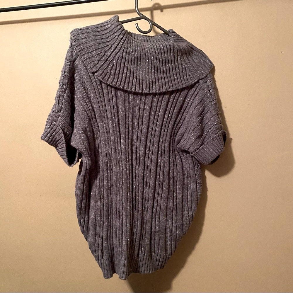 Cable knit short sleeved blouse gray/silver XL